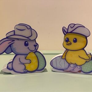 Super Cute HEB Easter Bunny and Chick Cowboy Decor- Set of 2- NWT